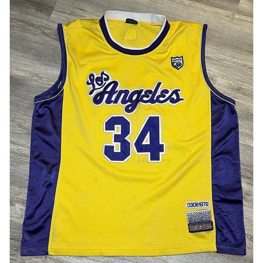 Adult Men XL delf Sports Collection Los Angeles Lakers 34 Enttie Vintage Jersey